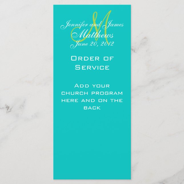 Programa Monograma Boda Servicio de Iglesia (Anverso)