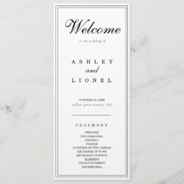 Programa Monograma clásico Boda simple negro y blanco