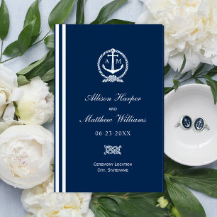 Programa Monograma de Boda de Ancla Azul de la Mar