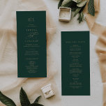 Programa Monograma de caligrafía verde romántica Boda<br><div class="desc">Este romántico programa de bodas con caligrafía verde es perfecto para un simple boda. El moderno diseño clásico presenta vistosos remolinos y florituras con magnífica y elegante tipografía de oro con imitación de champagne a mano. Incluya las iniciales de las parejas, los nombres de la pareja, la fecha y ubicación...</div>