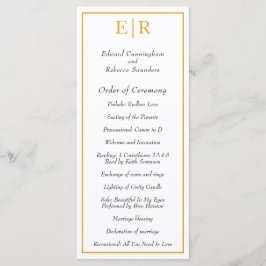 Programa Monograma Dorado Clásico Elegante Boda