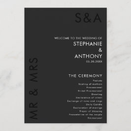 Programa Monograma Minimalista moderno Boda blanco y negro