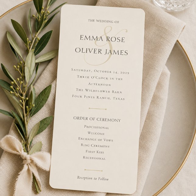Programa Monograma Minimalista y Elegante para Boda  (Minimalist Stylish Wedding Monogram Program)