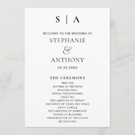 Programa Monograma mínimo moderno Boda blanco y negro