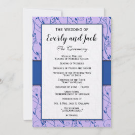 Programa Monograma Royal Blue Lilac Swirl Wedding