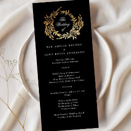 Programa Monograma tradicional Escudo negro Boda clásico