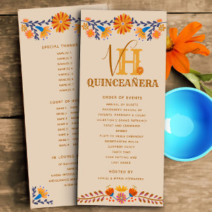 Programa Monogramo floral mexicano Quinceanera Occidental