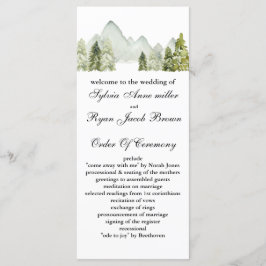 Programa Montañas de acuarela rústica Boda de Invierno de P
