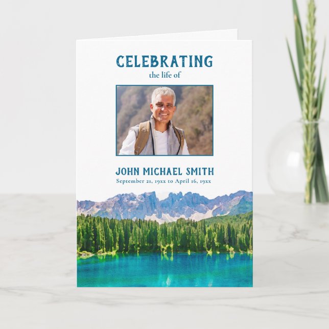 Programa Montañas Funeral Orden del Servicio Foto Memorial (Anverso)