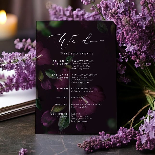 Programa Moody Purple Wedding Tarjeta de bienvenid (Subido por el creador)