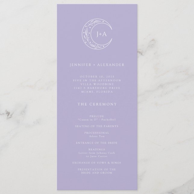 Programa Moon Whimsical Boda (Anverso)