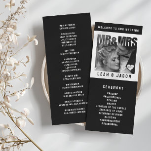 Programa Mr & Mrs. Photo Block Heart Black & White Boda