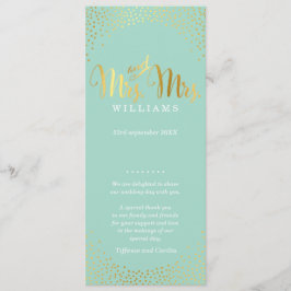 Programa MRS & MRS WEDDING PROGRAM Glam gold confetti mint