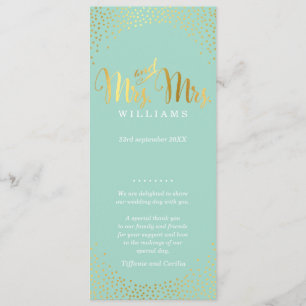 Programa MRS & MRS WEDDING PROGRAM Glam gold confetti mint