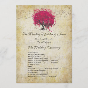 Programa Musical Fuchsia Heart Leaf Tree Wedding