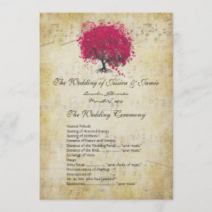 Programa Musical Fuchsia Heart Leaf Tree Wedding