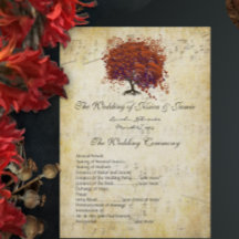 Programa Musical Gold Dark Coral Heart Tree Weddin