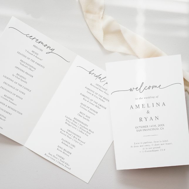 Programa Muted Gray Simple Minimalist Folded Wedding (Subido por el creador)