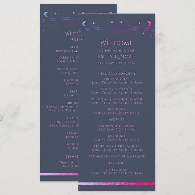 Programa Mystical Blue Purple Sun Moon Astronomy Space (Anverso / Reverso)