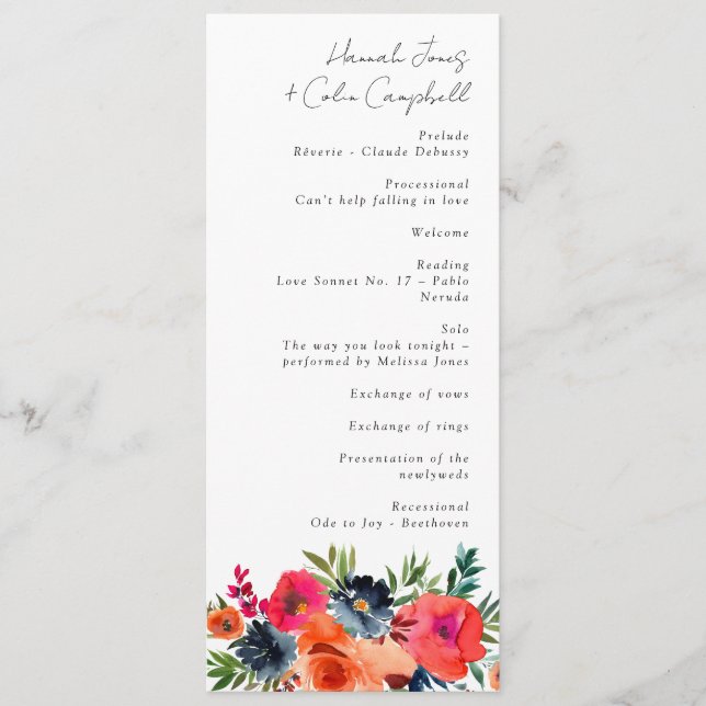 Programa Naranja azul vibrante Rojo Botánico (Anverso)