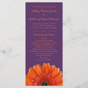 Programa Naranja Daisy Flower Purple Wedding Program