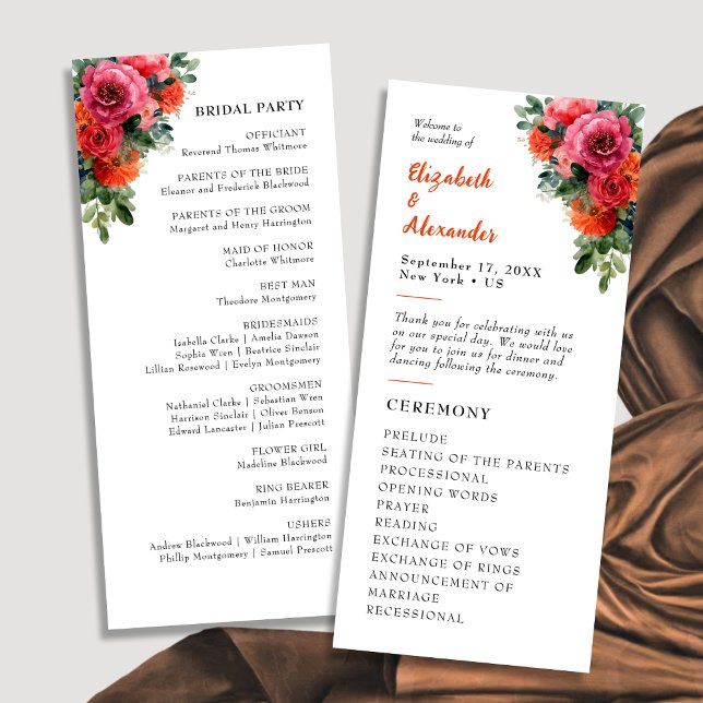 Programa Naranja floral acuático moderno y Boda rosa (Subido por el creador)