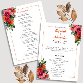 Programa Naranja floral de acuarela simple y Boda rosa