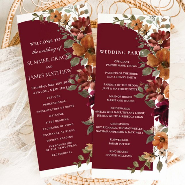 Programa Naranja quemado de Borgoña Boda de arco floral (Subido por el creador)