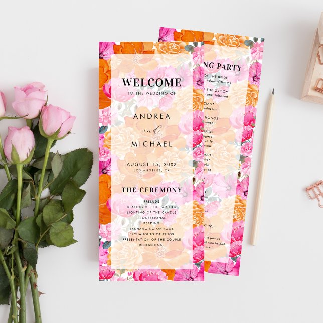 Programa Naranja rosa ligero Boda de flor floral fresco (Subido por el creador)