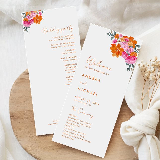 Programa Naranja rosa verano Floral vibrante Boda (Subido por el creador)