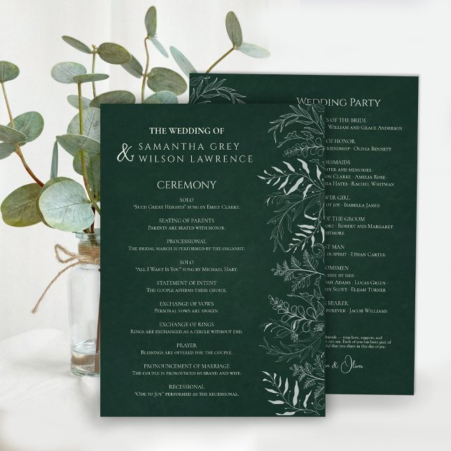 Programa Nature Inspired  Greenery Wedding Program Card (Subido por el creador)
