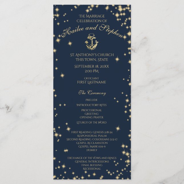 Programa Nautical Anchor Starry Sky Naval Azul y Oro (Anverso)