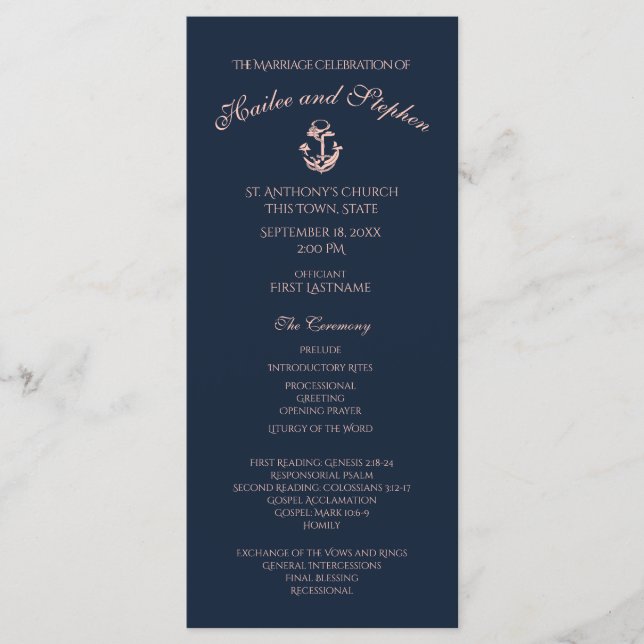 Programa Nautical Rubor and Navy Blue Wedding (Anverso)
