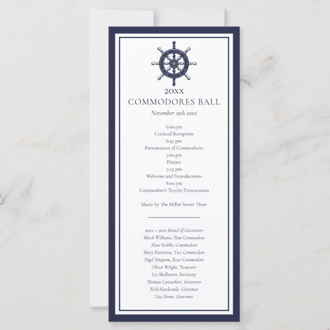 Programa Nautical Yacht Club Navy Blue Menu (Anverso)
