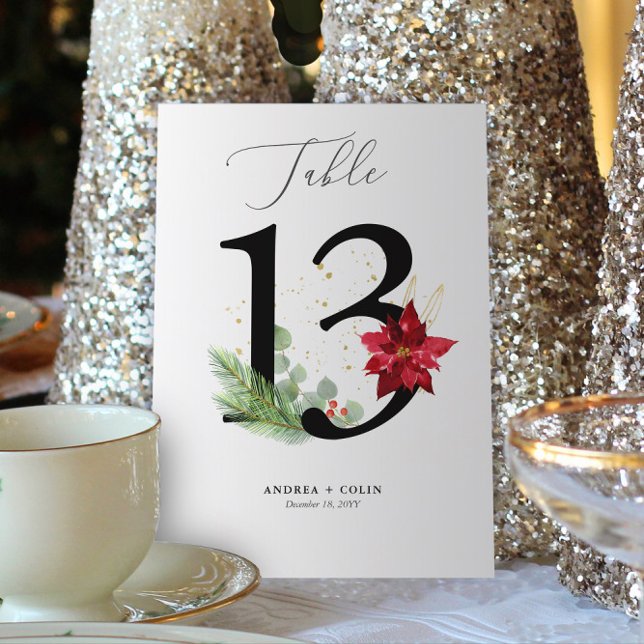 Programa Navidades botánicos Boda Tabla número 13 (Botanical Christmas Wedding / Event Table Number | No. 13 (For all numbers, see Collection below))