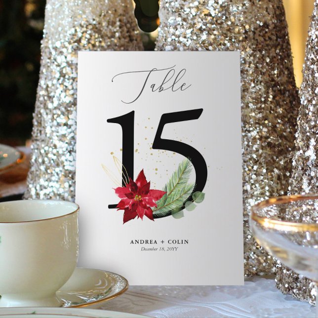 Programa Navidades botánicos Boda Tabla número 15 (Botanical Christmas Wedding /Event Table Number | No. 15 (For all numbers, see Collection below))