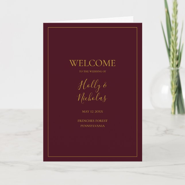 Programa Navidades simples y elegantes | Boda plegado rojo (Anverso)