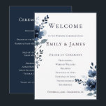 Programa Navy Blue Botanical Wedding<br><div class="desc">Guide your guests through your special day with this elegant Navy Blue Botanical Wedding Program. Designed with delicate watercolor florals in deep navy and soft blue tones, this program combines timeless sophistication with a clean, modern layout. Perfect for ceremonies, order of events, and wedding details, it offers a polished and...</div>