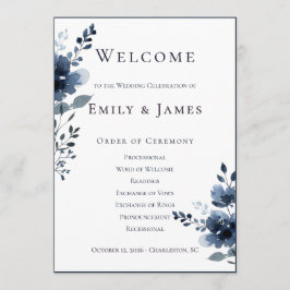Programa Navy Blue Botanical Wedding