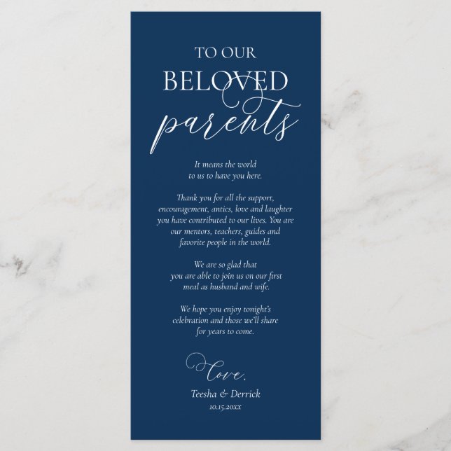 Programa Navy Blue, Dinner Place Setting Gracias Card (Anverso)