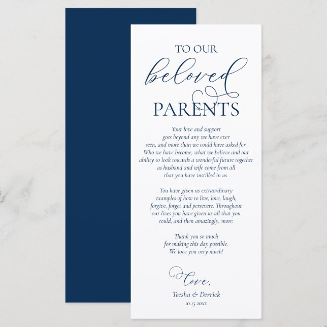 Programa Navy Blue, Dinner Place Setting Gracias Card (Anverso / Reverso)