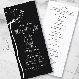 Programa Negra y blanca Negrita Floral Moderno Boda simple