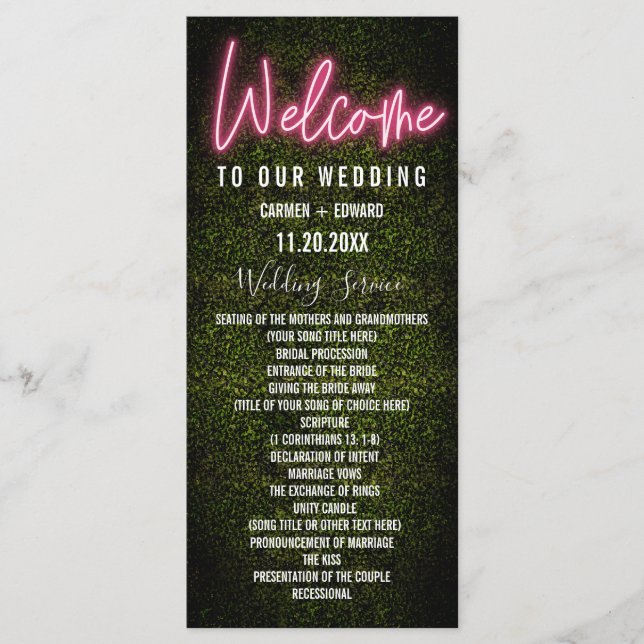 Programa Neon Boxwood Wedding (Anverso)