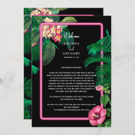 Programa Neon Pink Tropical Retro Boda Itinerario