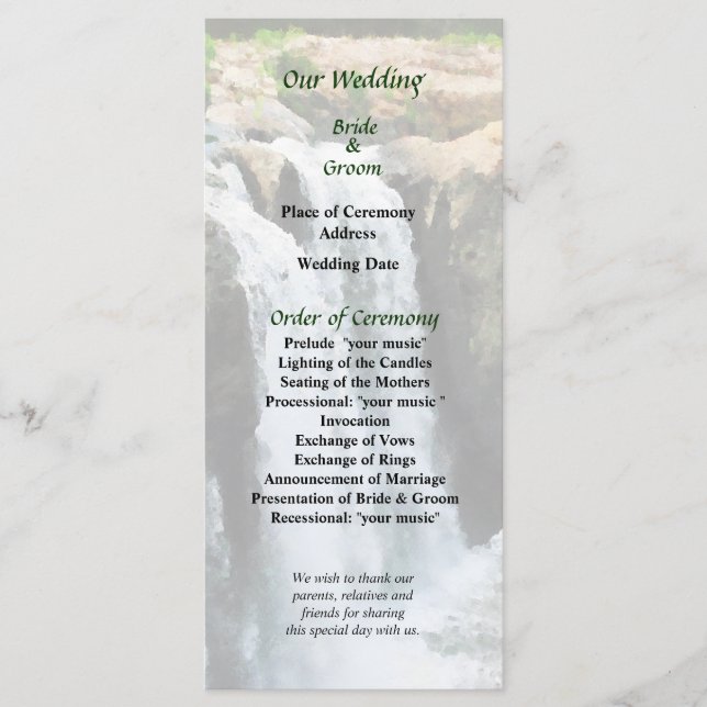 Programa NJ - Waterfall Paterson NJ Wedding Program (Anverso)