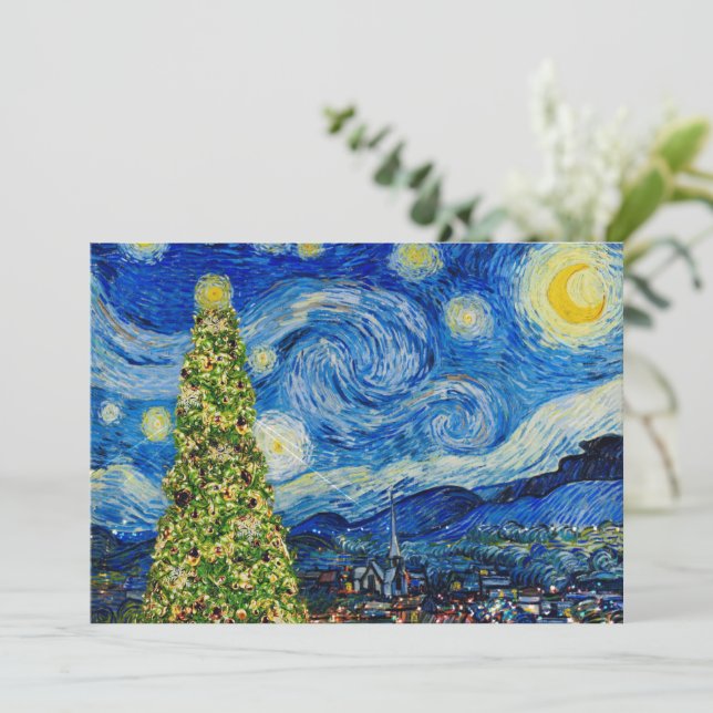 Programa Noche Van Gogh Starry - número de mesa de árbol de (Anverso de pie)