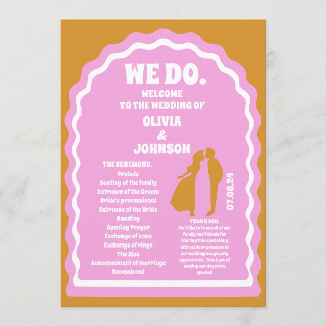 Programa Nosotros hacemos orden de servicio de Boda de arco (Anverso)