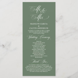 Programa Nuevo Sr. y Sra., Sage Green, Boda Ceremonia