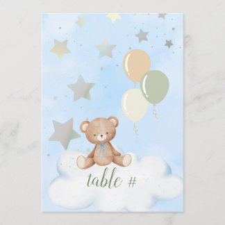 Programa Números de tabla de Teddy Bear Baby Shower 5x7 edi