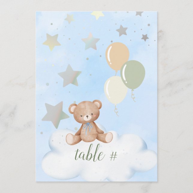 Programa Números de tabla de Teddy Bear Baby Shower 5x7 edi (Anverso)